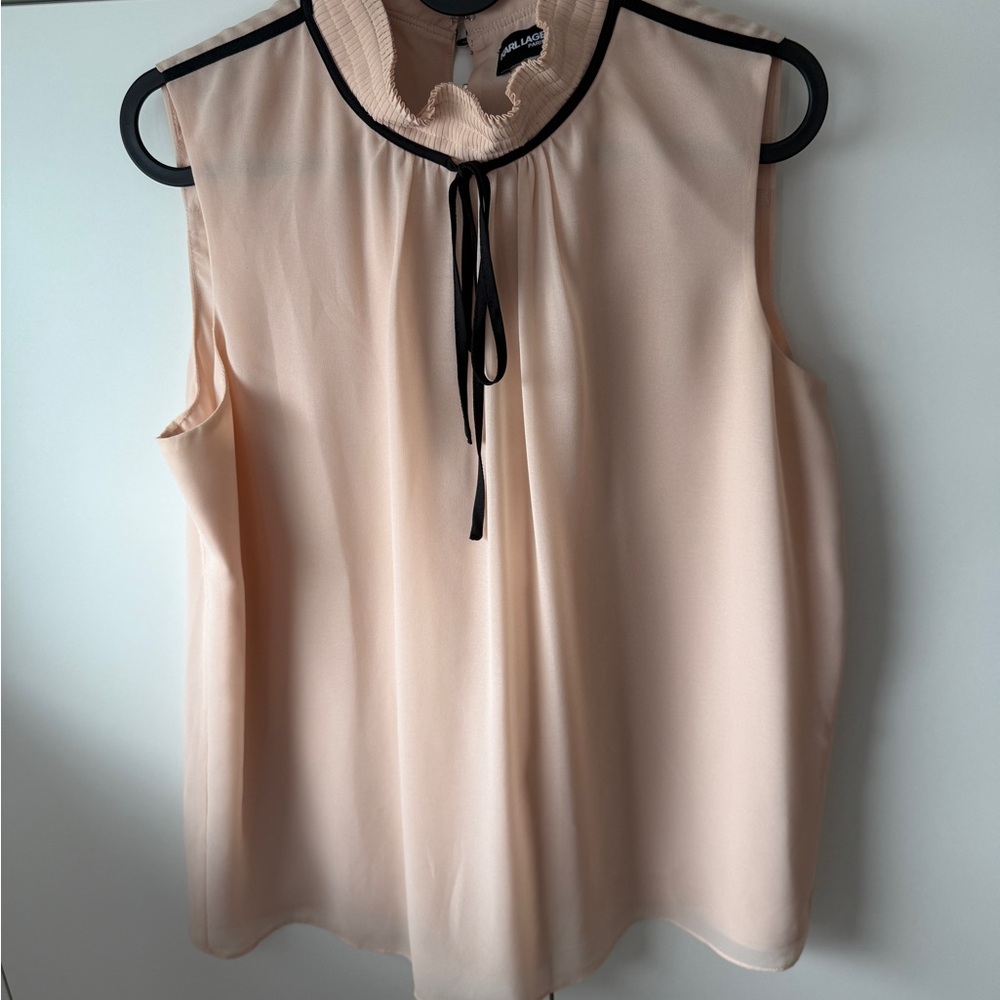 Karl Lagerfeld Pink Sleeveless Blouse with Tie Front